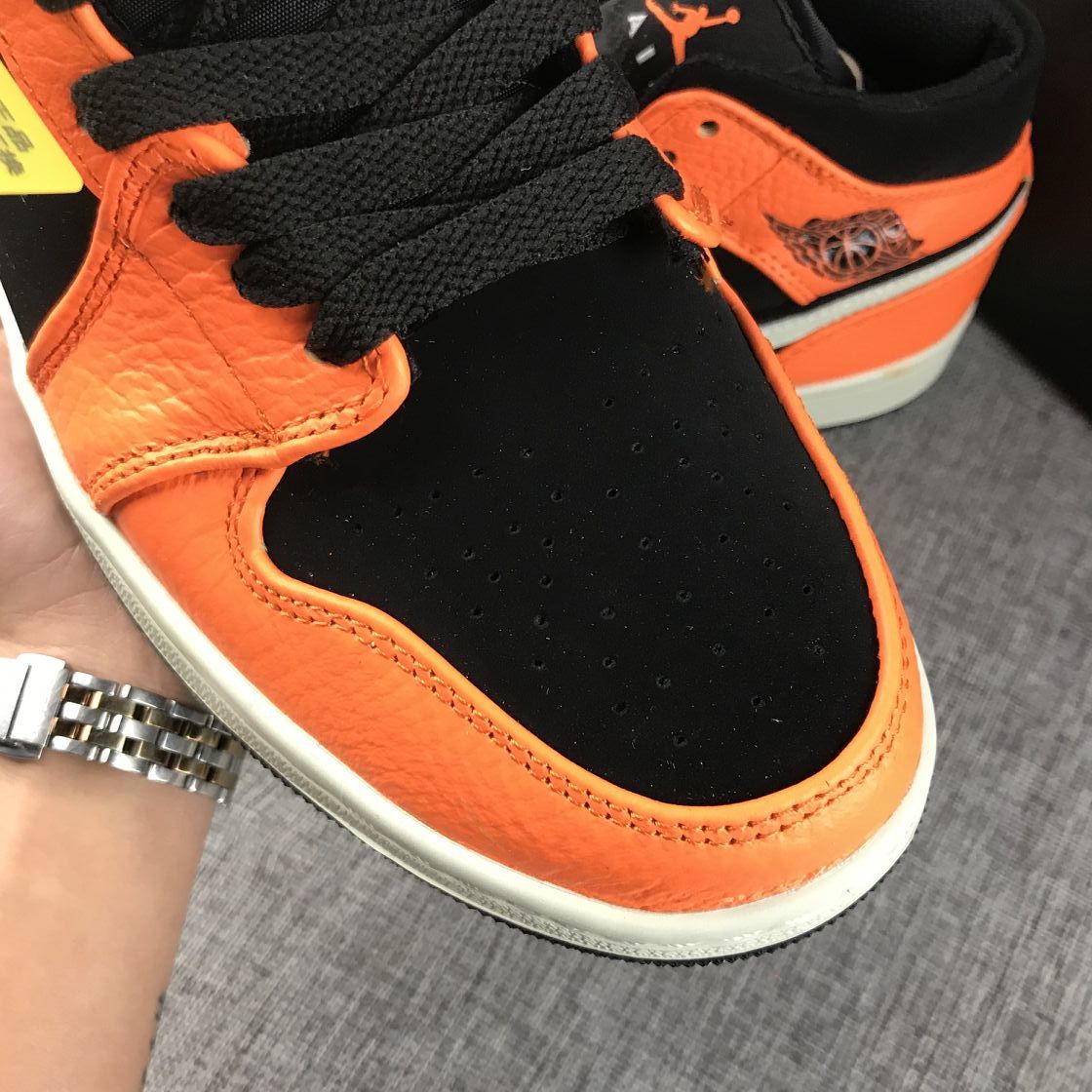 Jordan Air Jordan 1 Mid Orange Black Sneakers