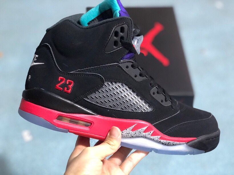 Jordan 5 Black Red Purple High-Top Sneakers