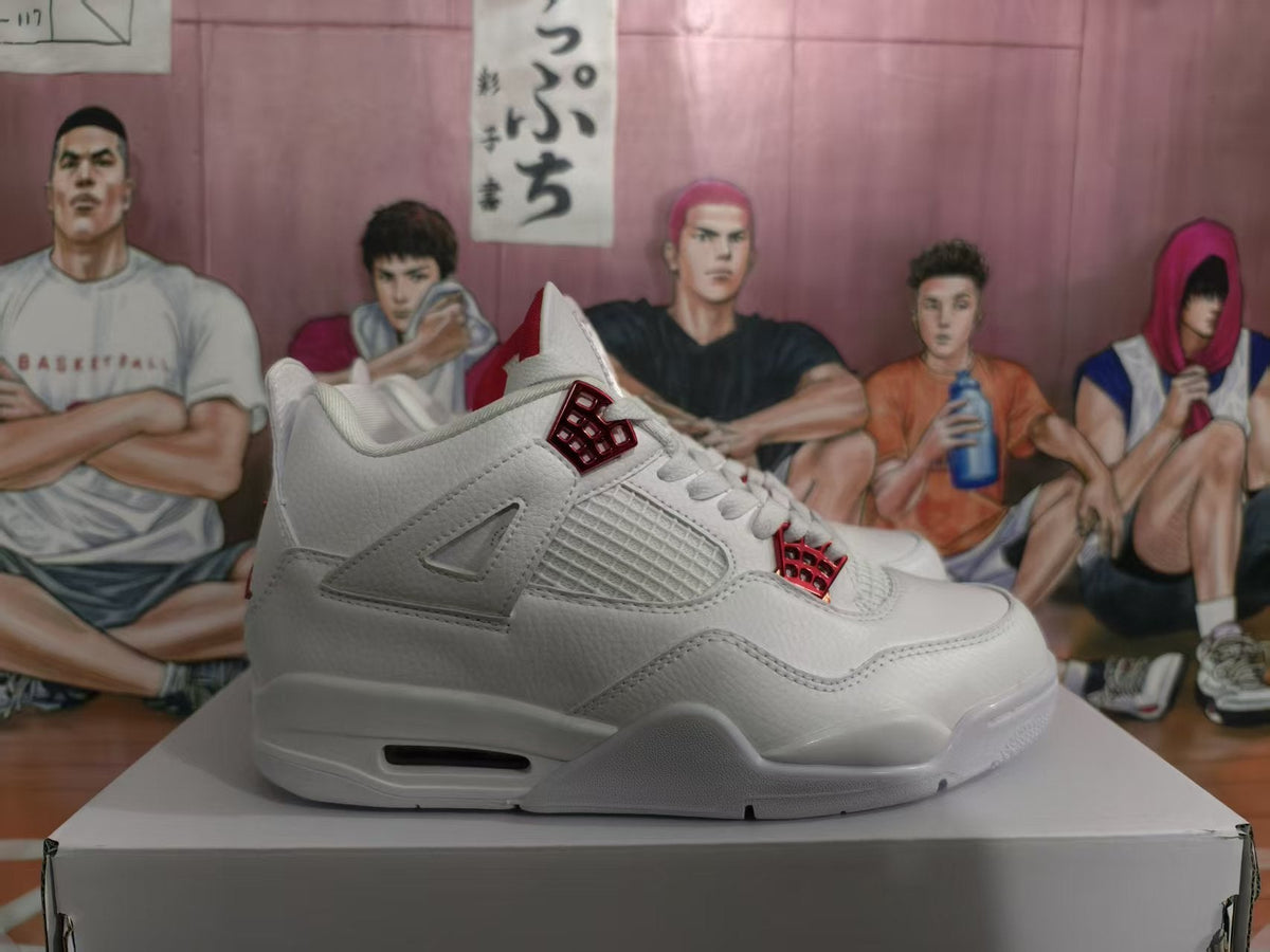 Jordan 4 White Red Basketball Sneakers