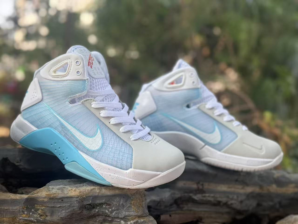 Nike HD2008 High-Top Basketball Sneakers White Light Blue