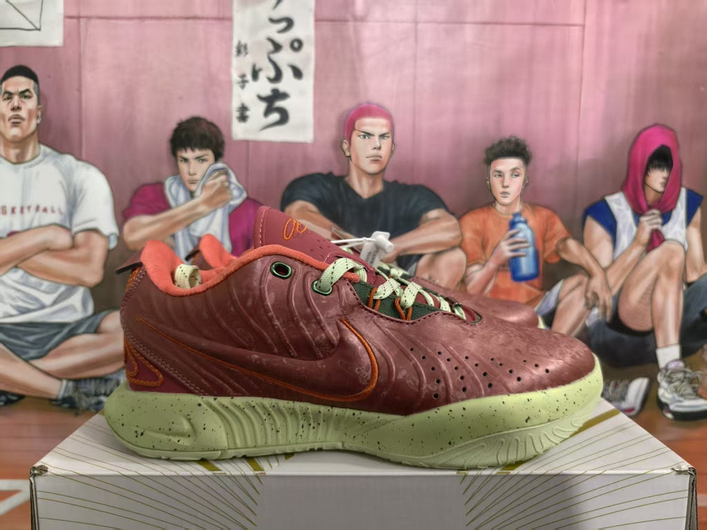 Nike Orange-Red Sneakers with Speckled Green Sole