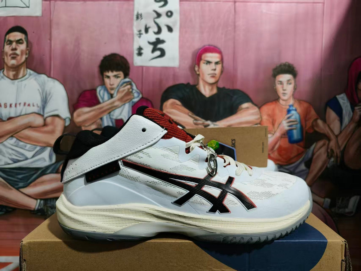 ASICS Basketball Shoes White Black Red