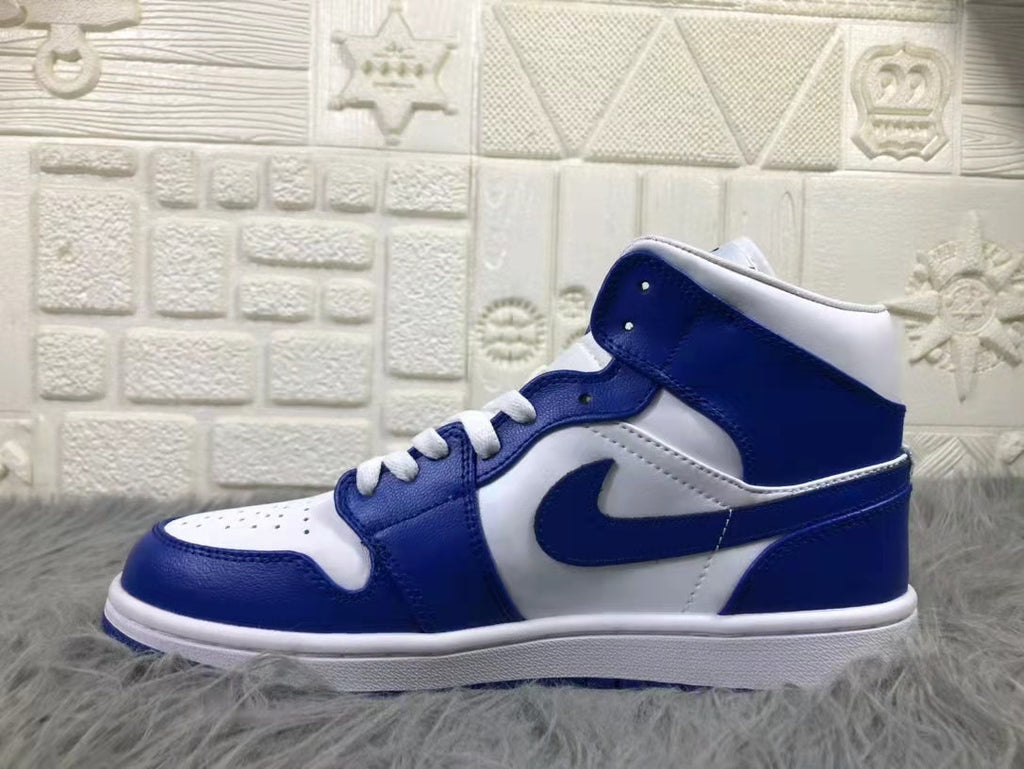 Air Jordan 1 Mid Kentucky White Blue Sneakers B62-104