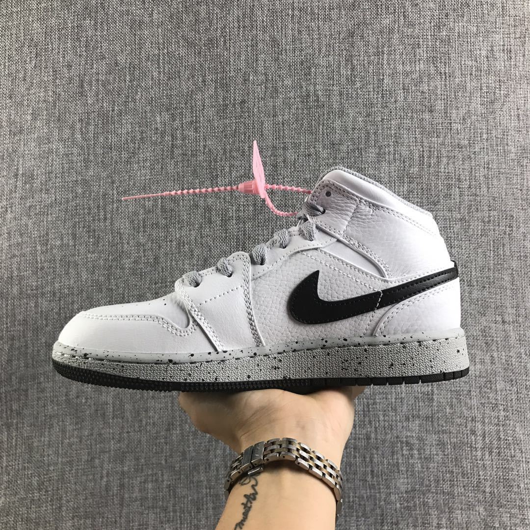 Jordan Air Jordan 1 Mid GS White Cement Sneakers