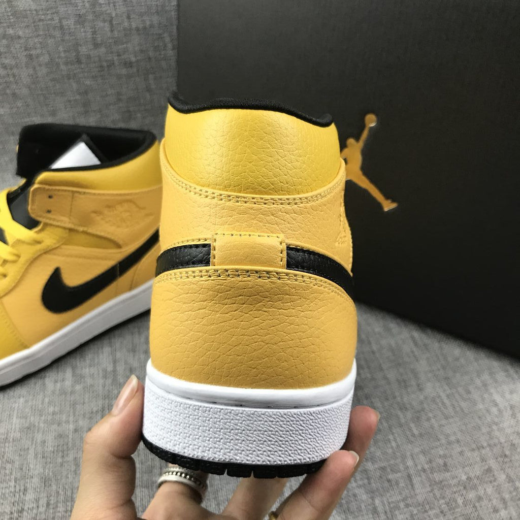 Air Jordan 1 Mid Yellow Black White 554724-700 Sneakers