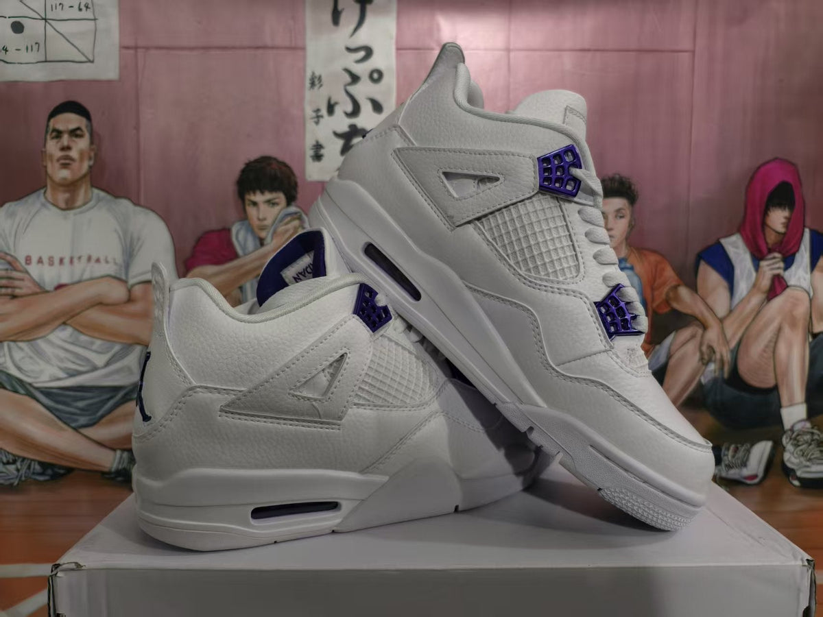 Jordan 4 White Purple Sneakers
