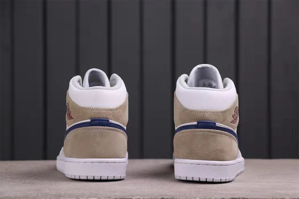 Jordan Air Jordan 1 Mid Sneakers White Blue Tan DO6726-100