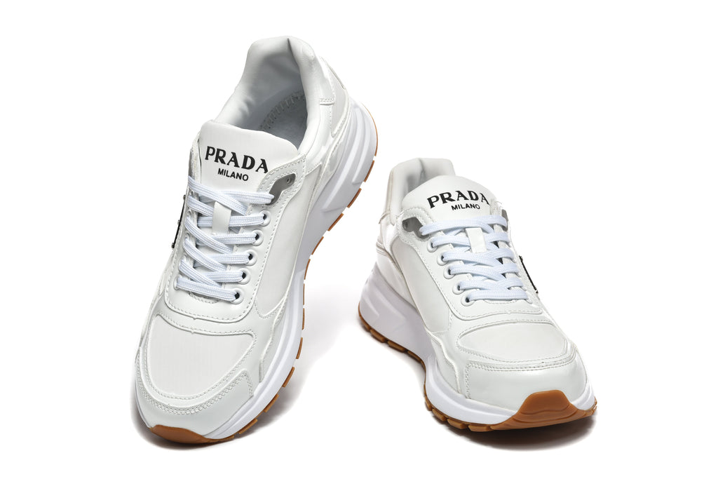Prada Logo Low-Top Sneakers in White