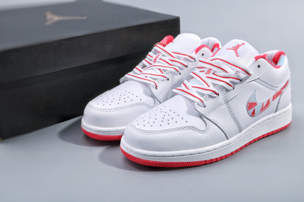 Jordan 1 Low Women's White Pink Red Sneakers