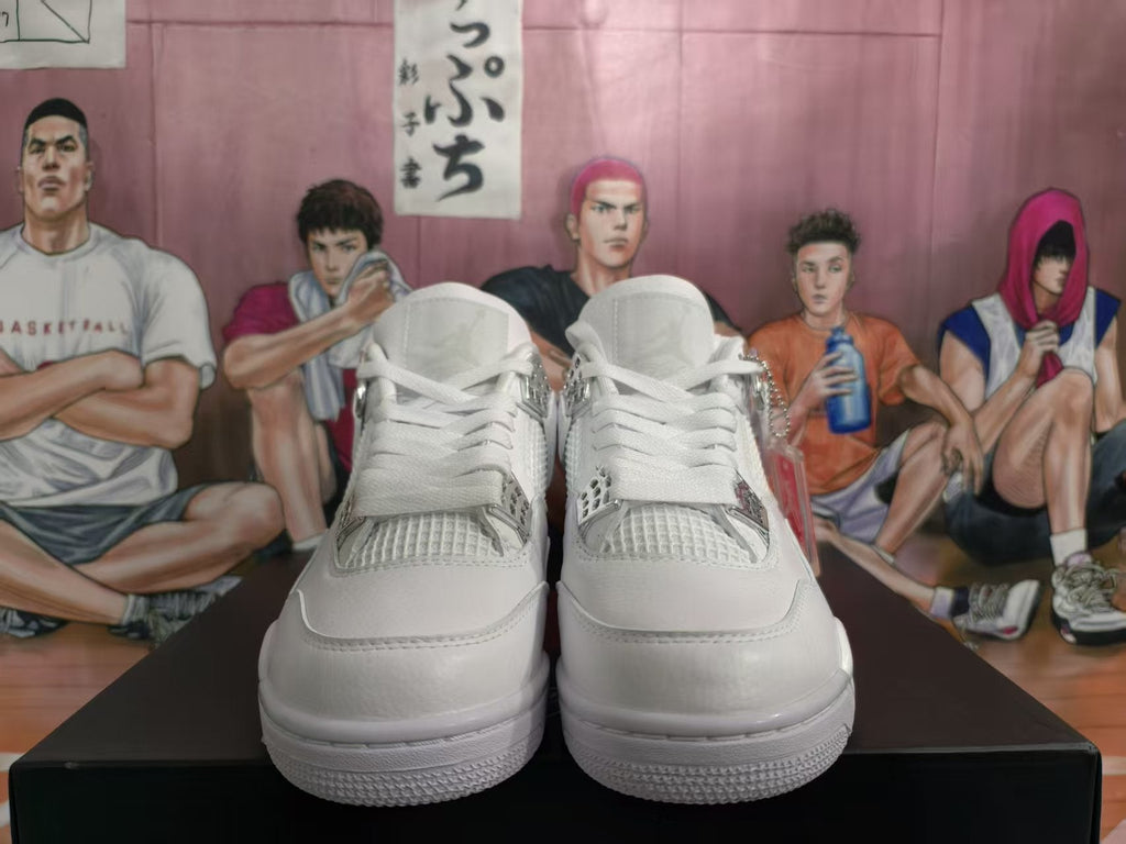 Jordan 4 White Silver High-Top Sneakers