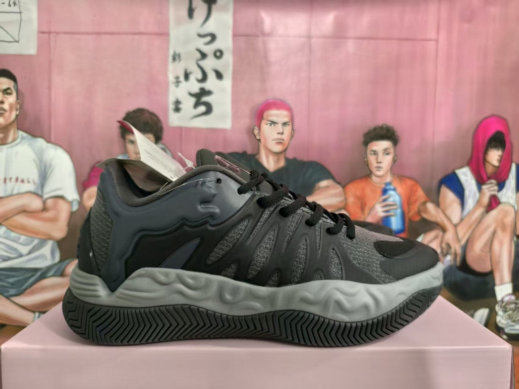 PUMA Black and Gray Court Sneakers
