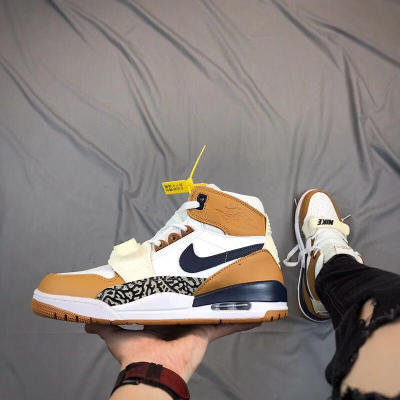 Air Jordan Legacy 312 High-Top Sneakers in White and Tan