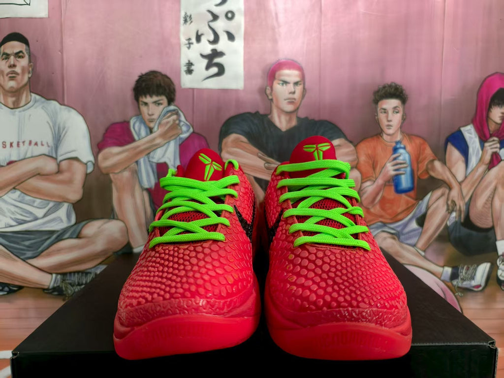 Nike Red Basketball Sneakers with Neon Green Laces