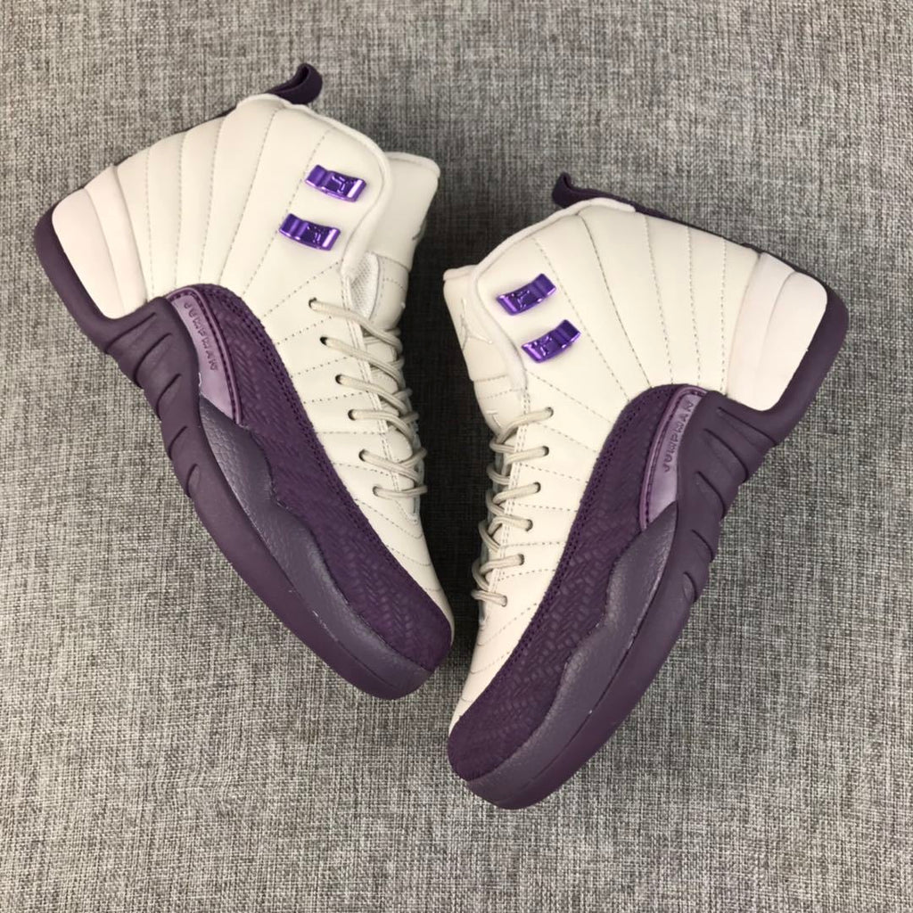 Jordan Air Jordan 12 Retro White and Deep Purple Sneakers