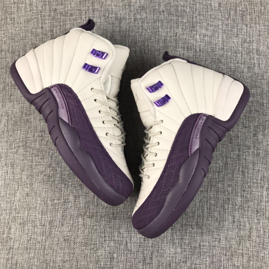 Jordan Air Jordan 12 Retro White and Deep Purple Sneakers
