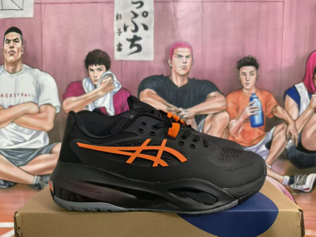 ASICS Black and Orange Basketball Shoes
