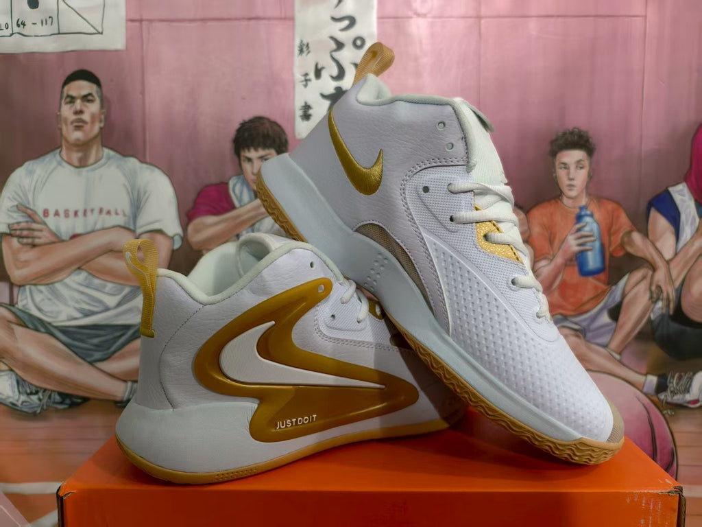 Nike Zoom Basketball Sneakers White and Yellow