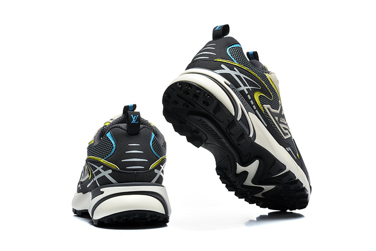 Louis Vuitton Black and Grey Chunky Sneakers with Blue Accents
