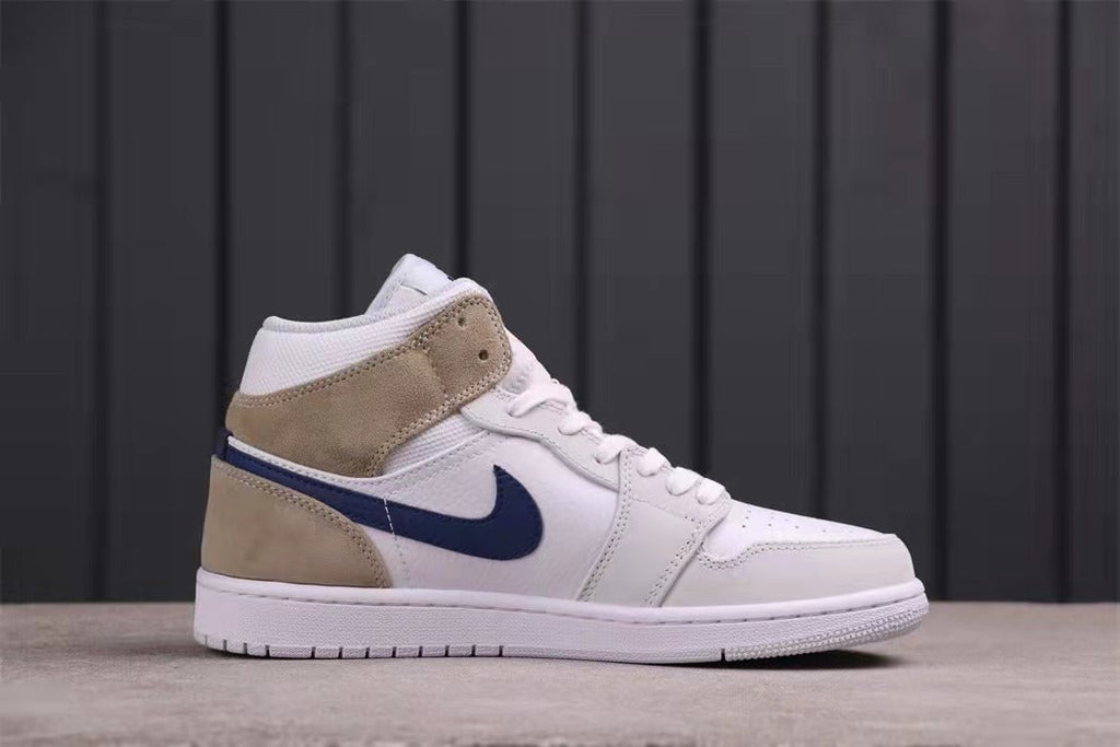 Jordan Air Jordan 1 Mid Sneakers White Blue Tan DO6726-100