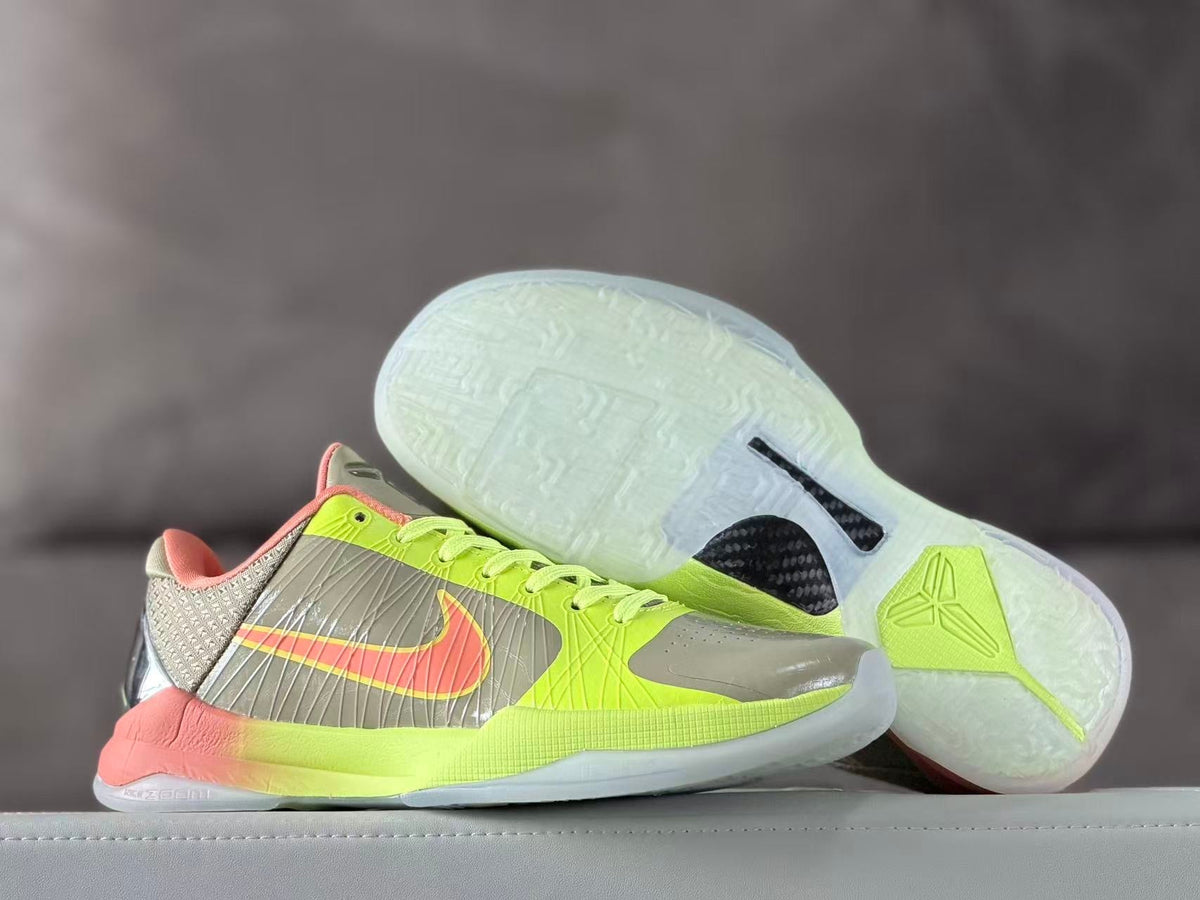 Nike Kobe 5 Basketball Shoes in Volt and Coral