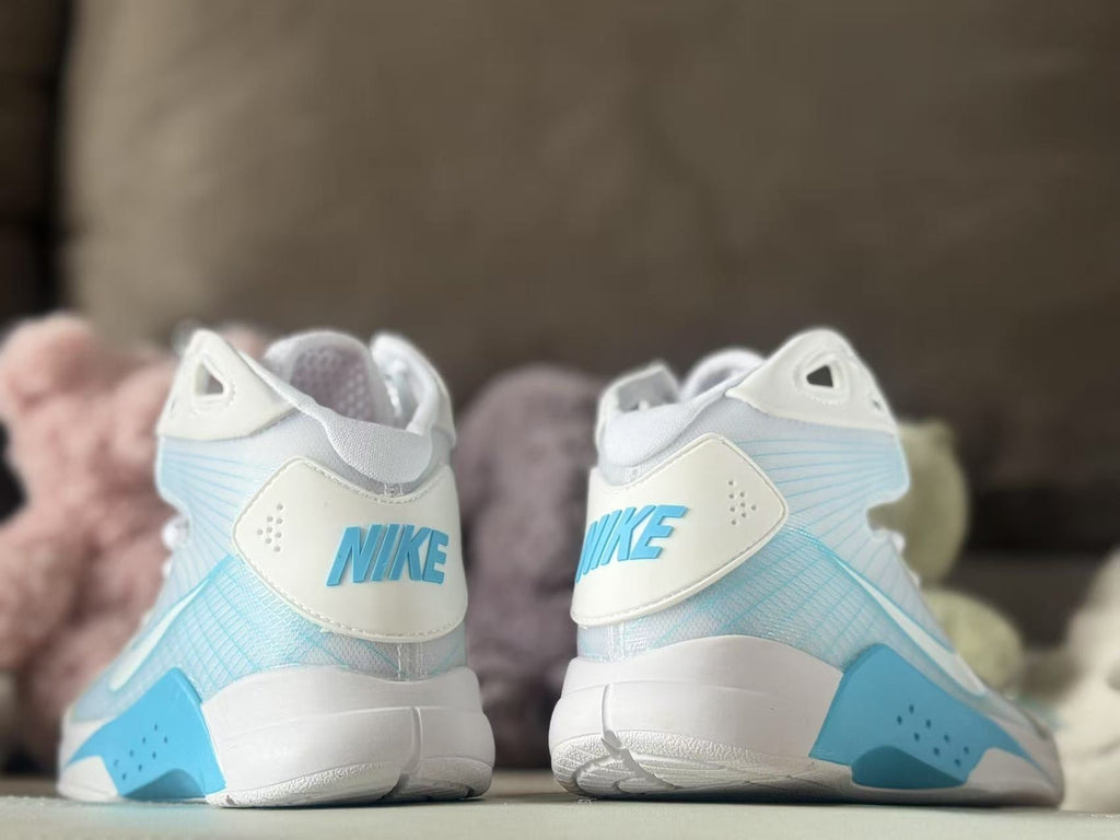 Nike HD2008 Kids High-Top Sneakers in White and Blue