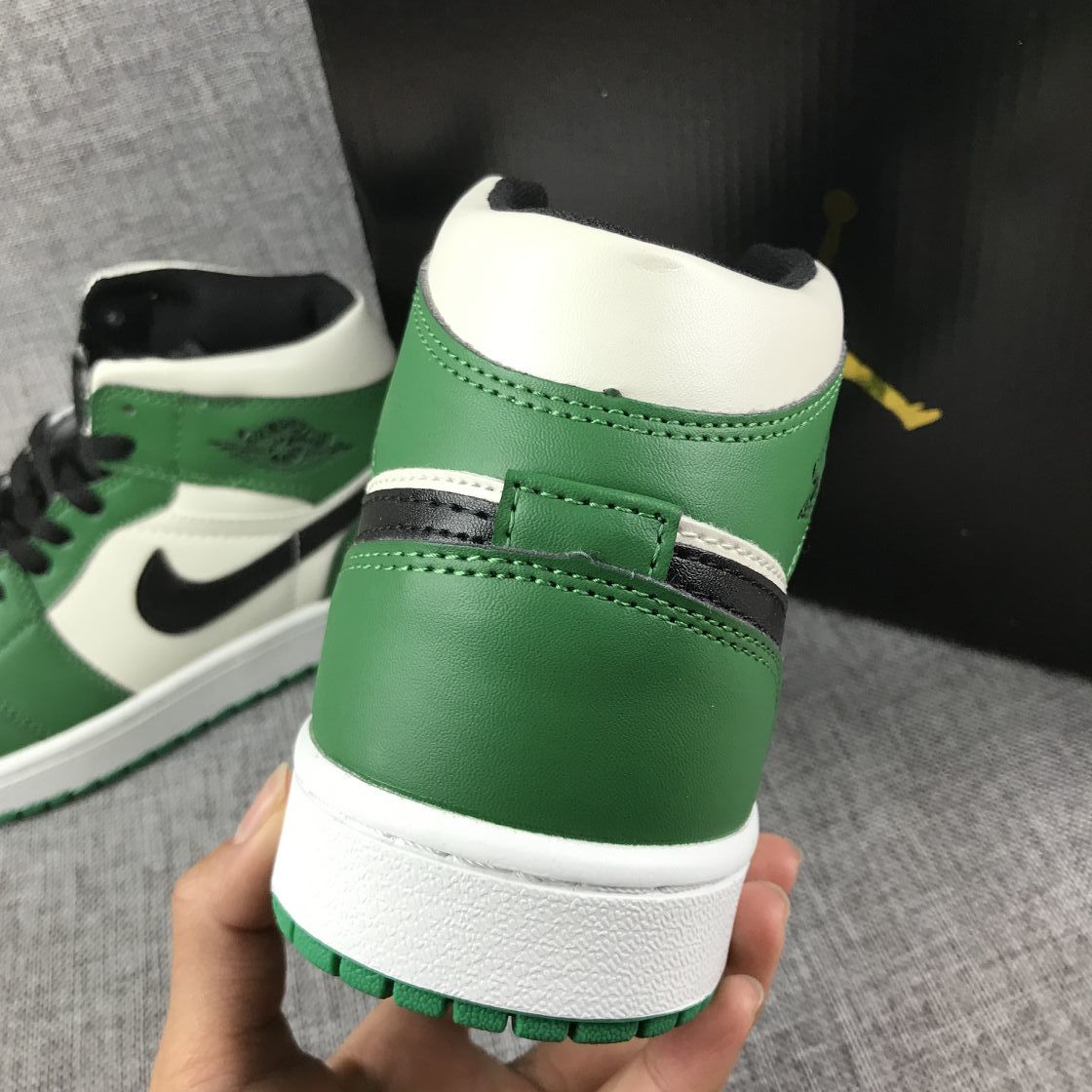 Jordan 1 Mid White Green Black Sneakers 852542-301