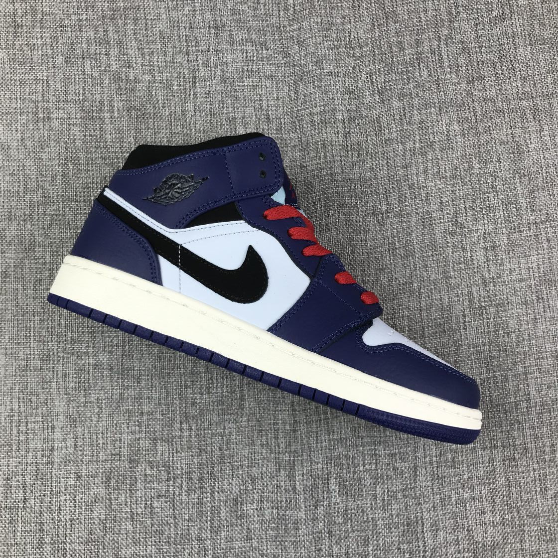Jordan Air 1 Mid SE GS Sneakers White Black Purple