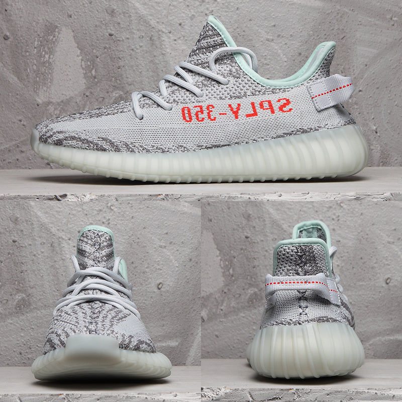 Yeezy 350 V2 Sneakers in Gray with Mint Accents
