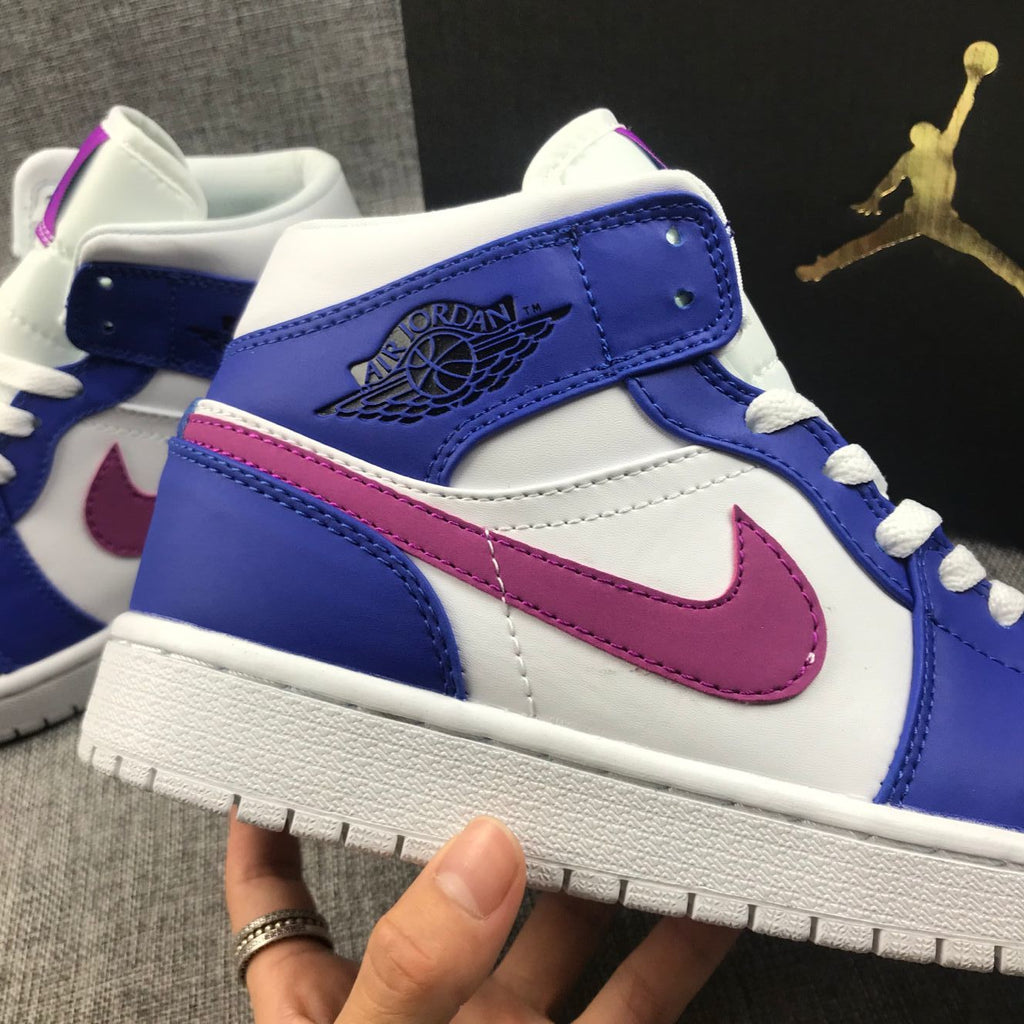 Jordan Air 1 Mid Blue Pink Sneakers 554724-451