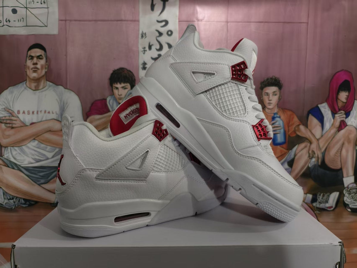 Jordan 4 White Red Basketball Sneakers