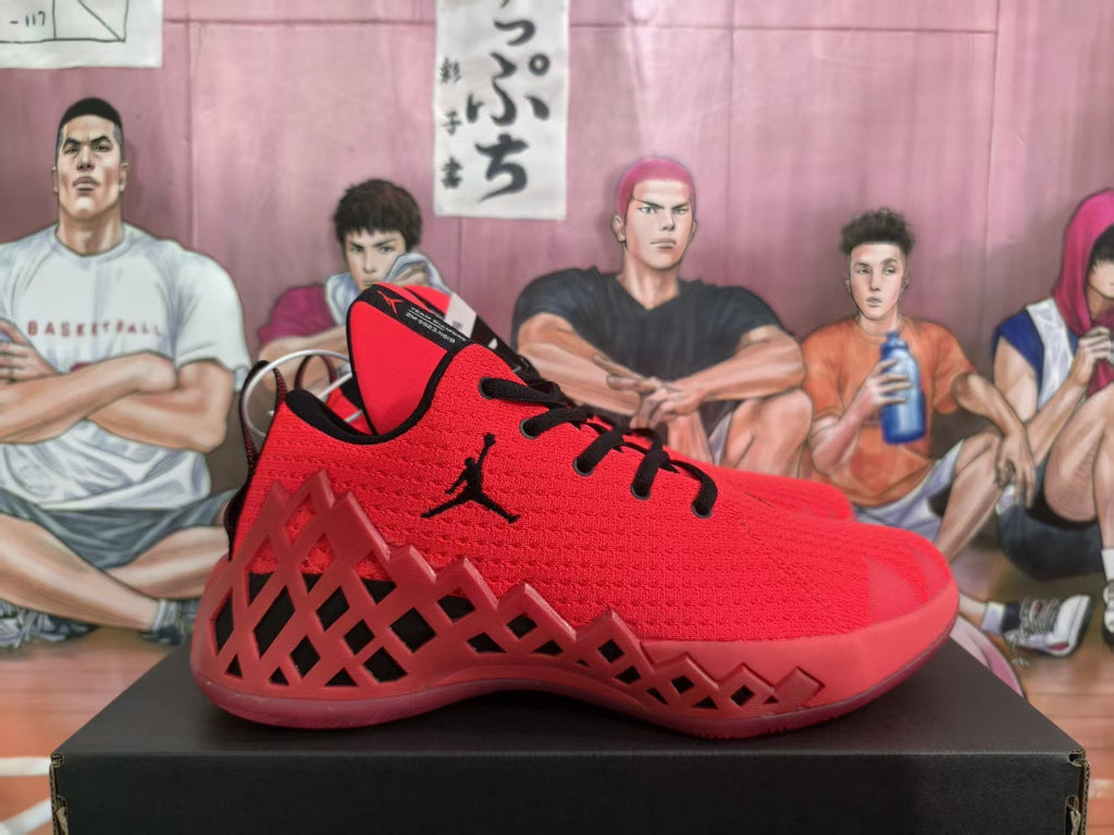 Jordan Red and Black Low-Top Basketball Sneakers
