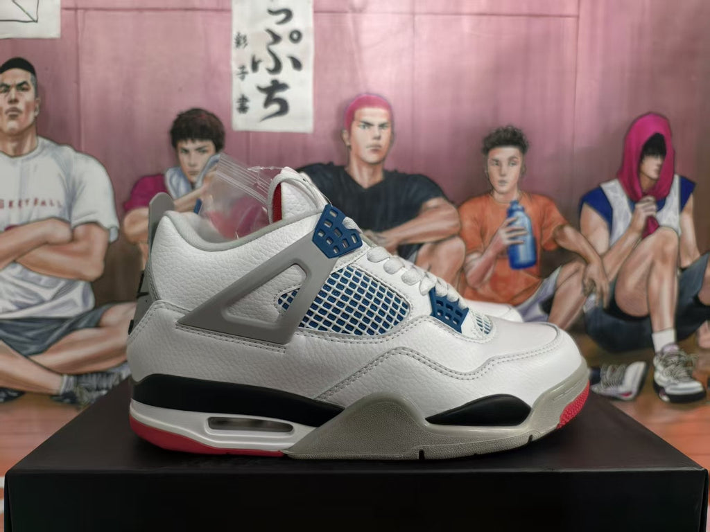 Nike Air Jordan 4 White Blue Red Sneakers