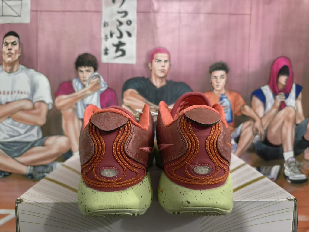 Nike Orange-Red Sneakers with Speckled Green Sole