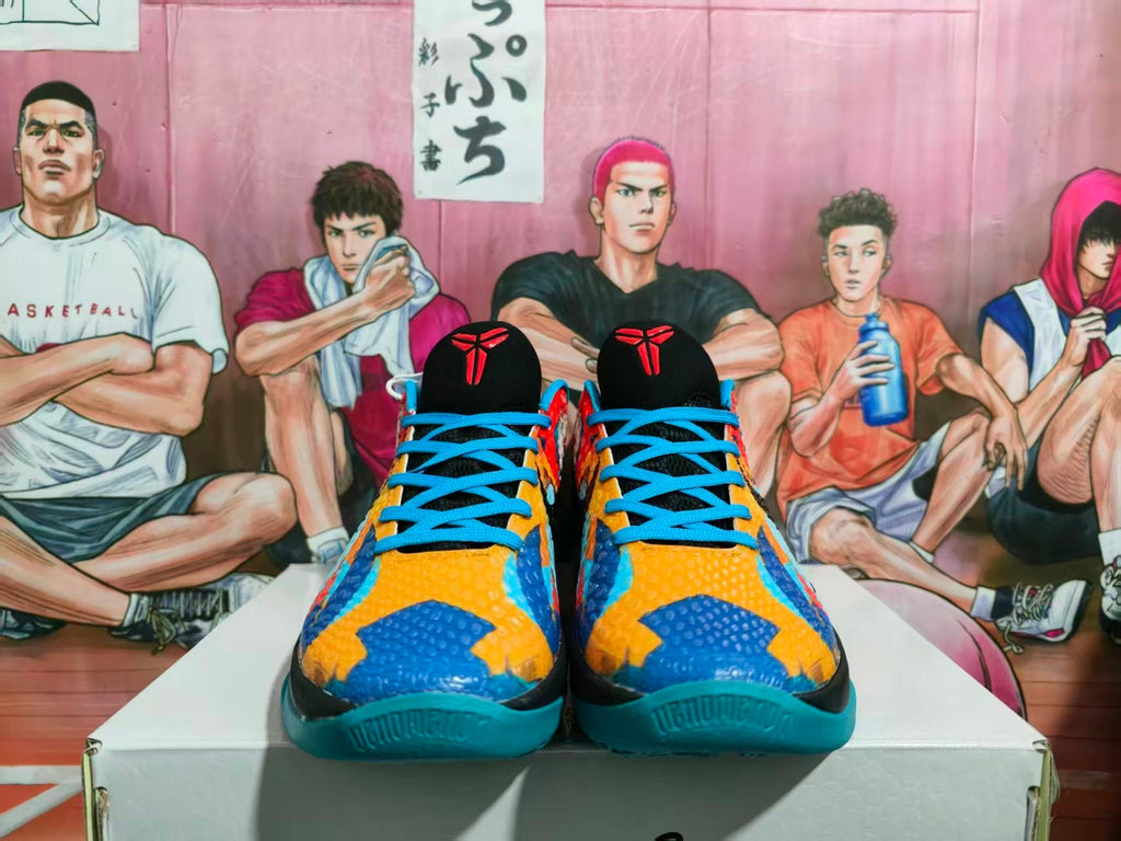 Nike Basketball Sneakers Blue Orange Black Graffiti Style