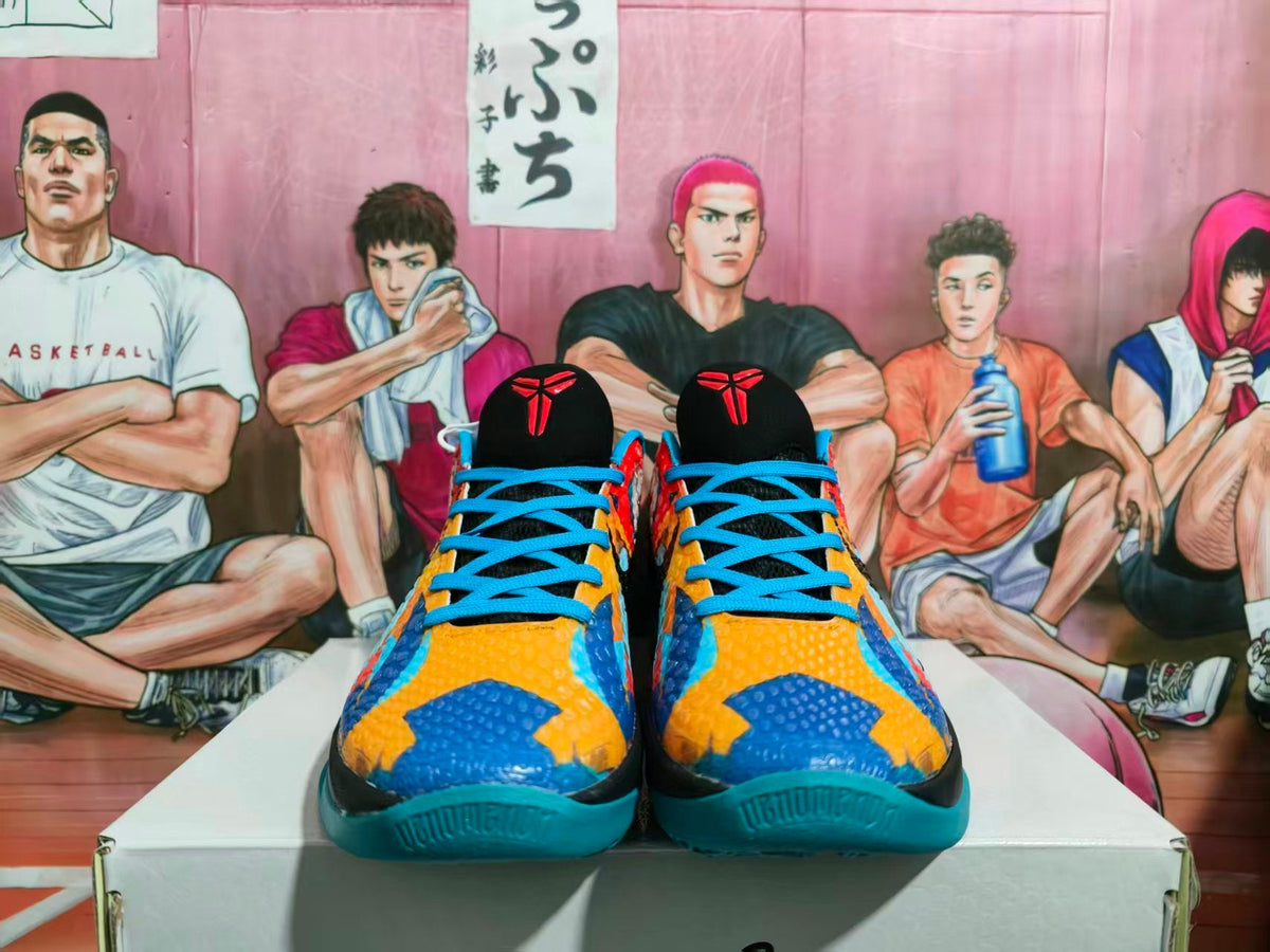 Nike Basketball Sneakers Blue Orange Black Graffiti Style