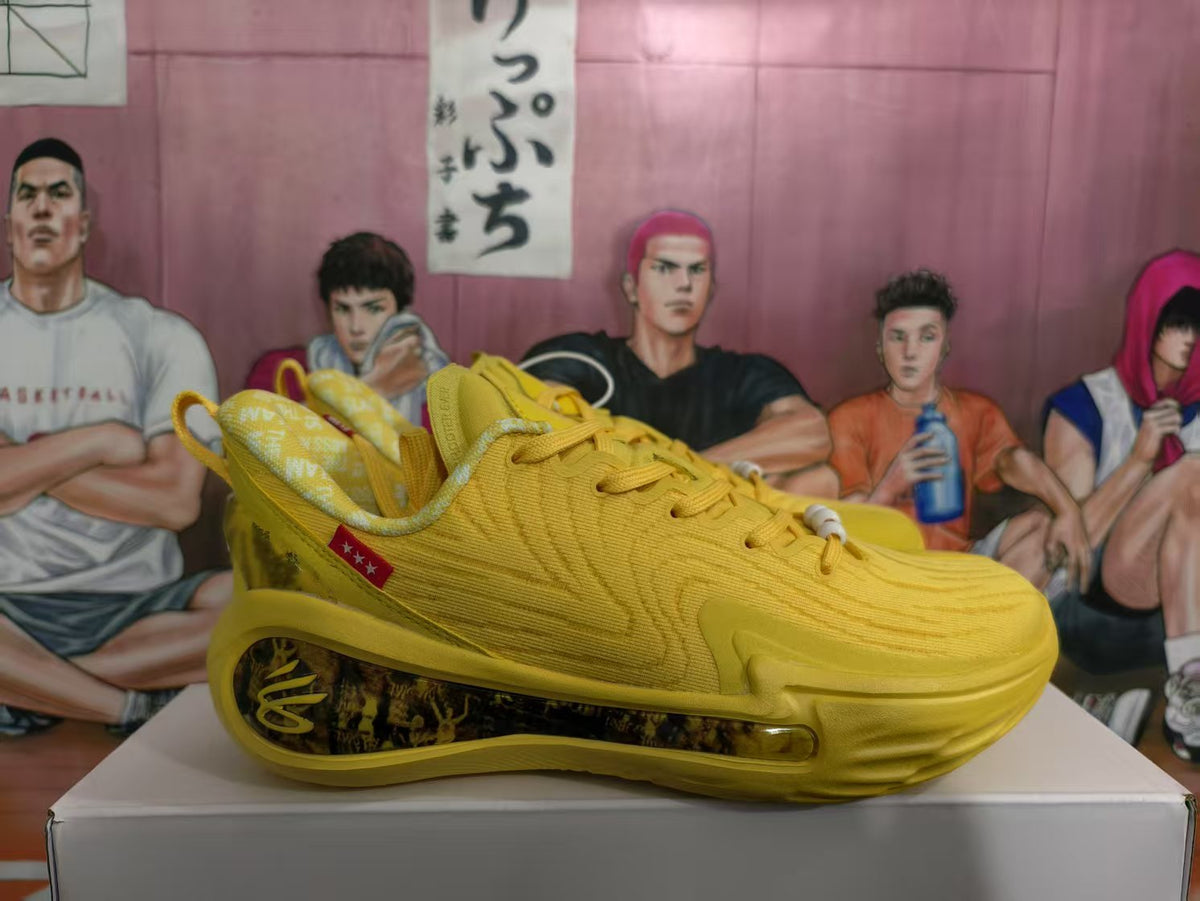 Yellow Basketball Sneakers with Graphic Midsole