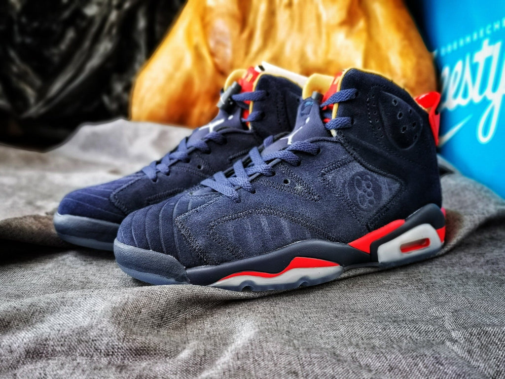 Jordan 6 Charity Women's High-Top Sneakers Navy Red
