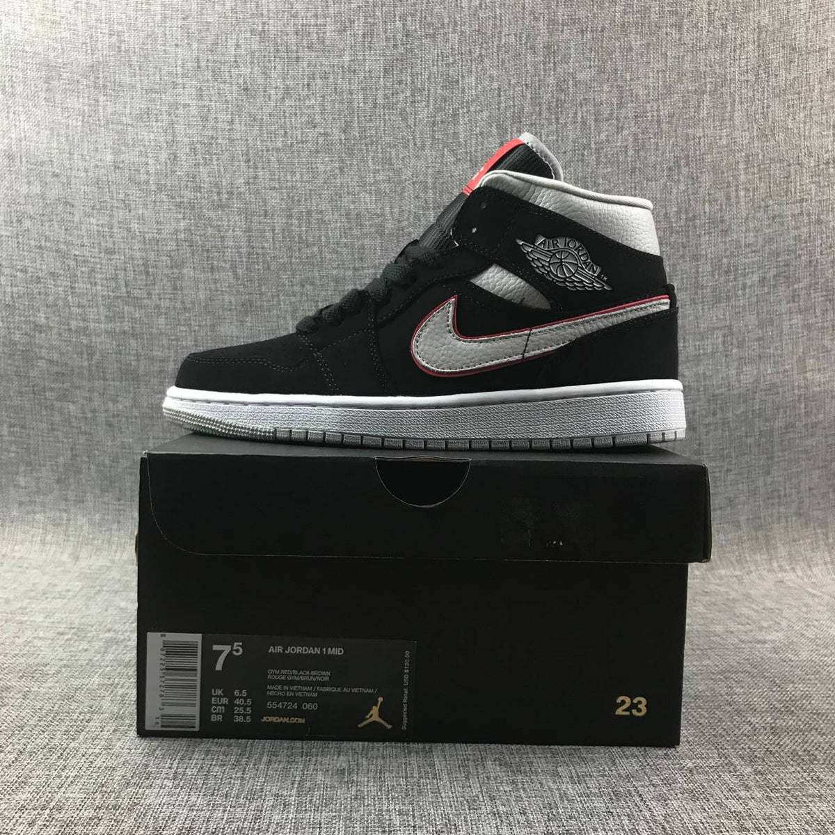 Jordan Air Jordan 1 Mid Black Silver Red 554724-060