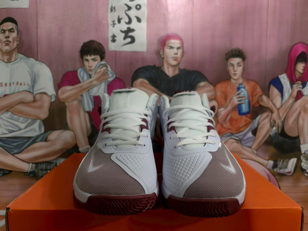 Nike Zoom Basketball Sneakers White and Burgundy
