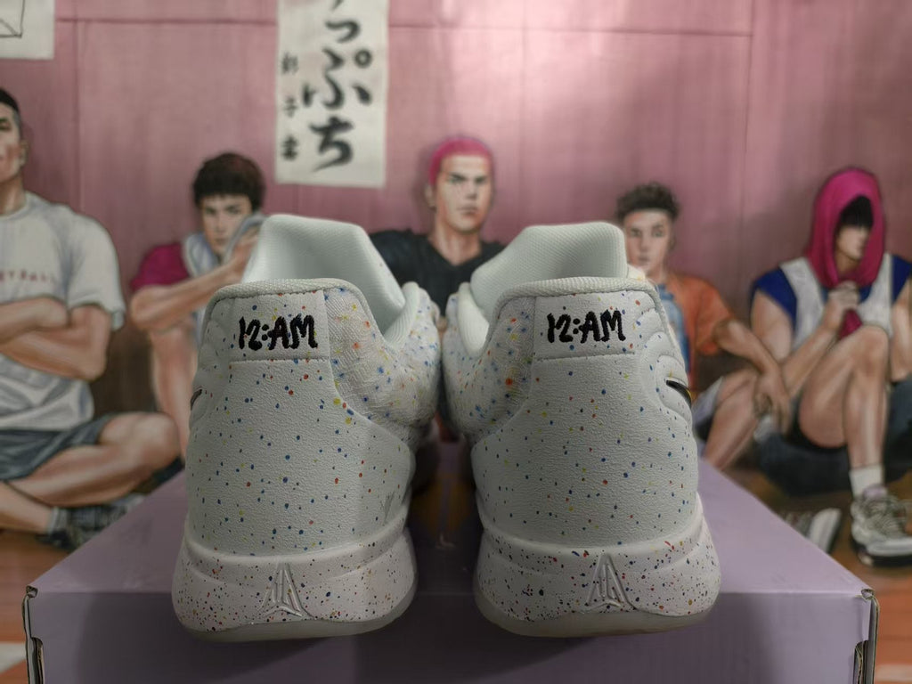 White Multicolor Speckled Basketball Sneakers