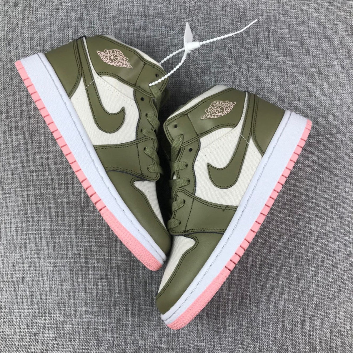 Jordan Air Jordan 1 Mid Olive White Pink Sneakers