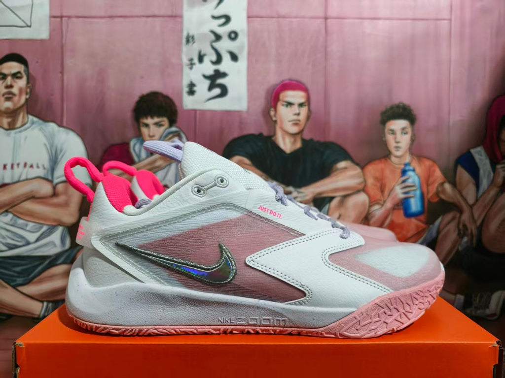 Nike White and Pink Basketball Shoes