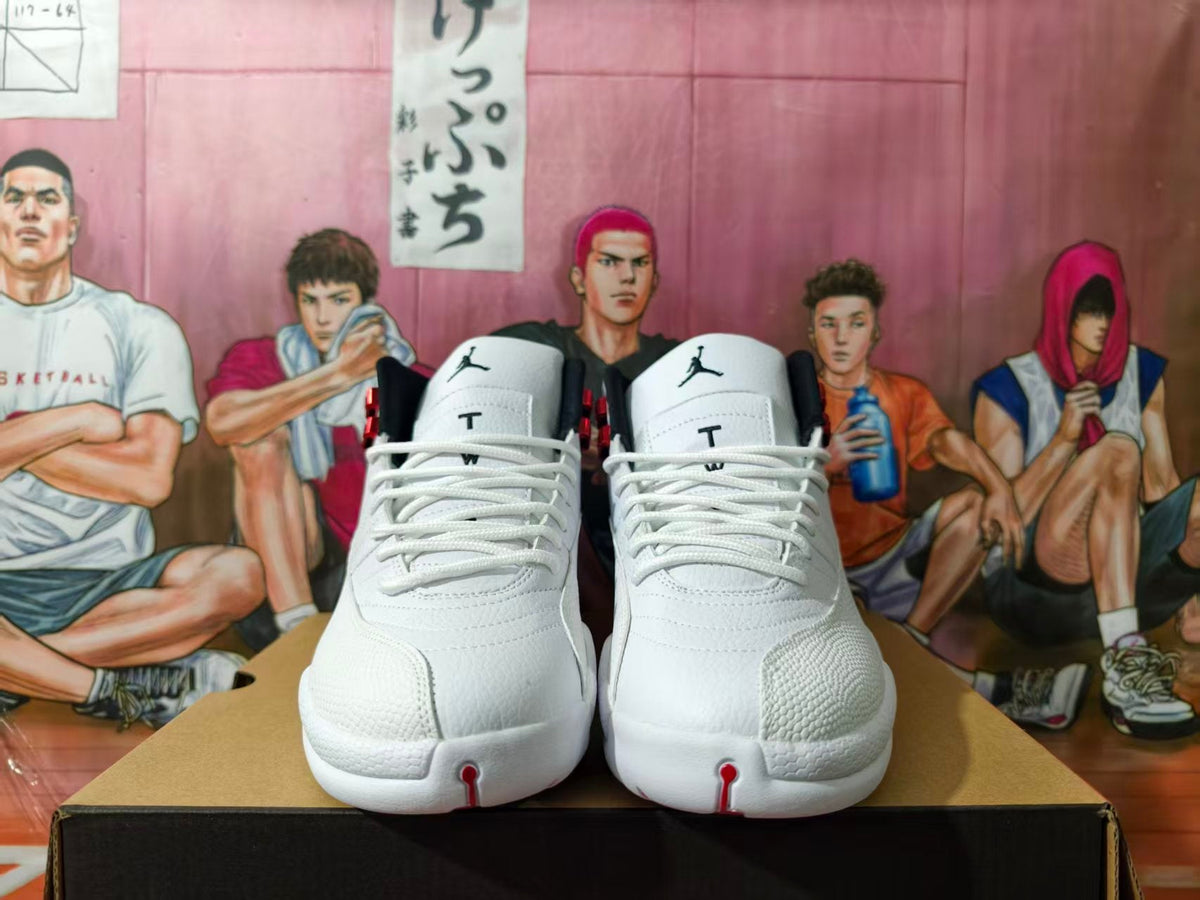 Jordan Air Jordan 12 White and Red Basketball Sneakers
