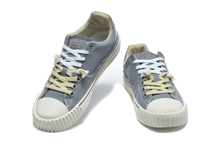 Blue-Gray Low-Top Sneakers with Contrast Laces