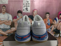 Nike White and Blue Basketball Sneakers