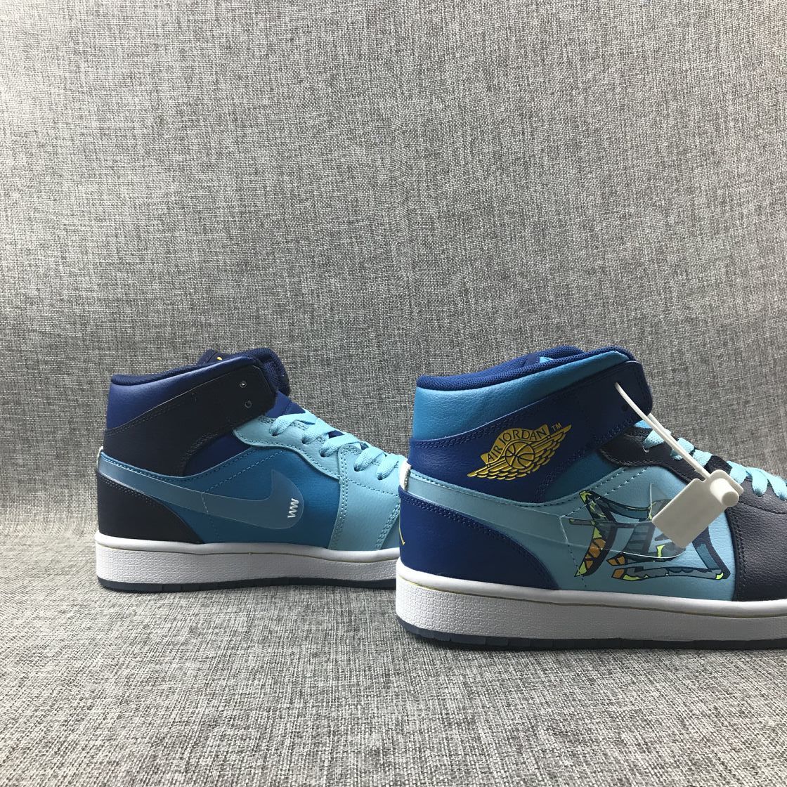 Jordan Air Jordan 1 Mid Blue Graphic Sneakers BV7446-400