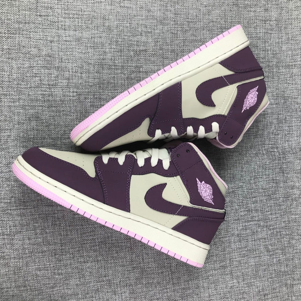 Jordan Air Jordan 1 Mid Kids' Sneakers White and Purple