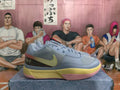 Nike Blue Basketball Sneakers with Yellow and Pink Accents