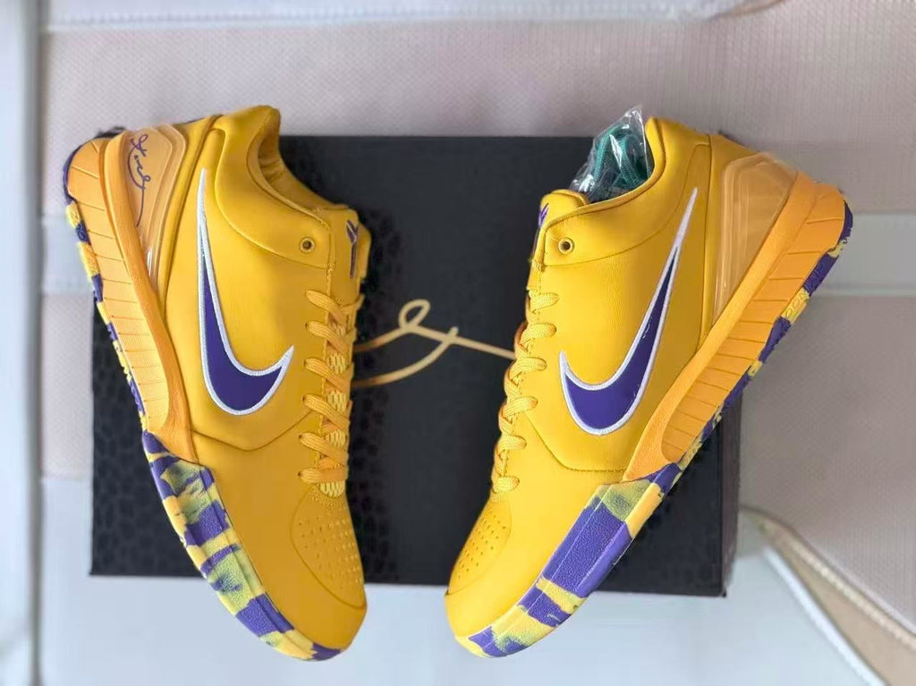 Nike Kobe 4 Basketball Shoes Yellow Purple Lakers Style