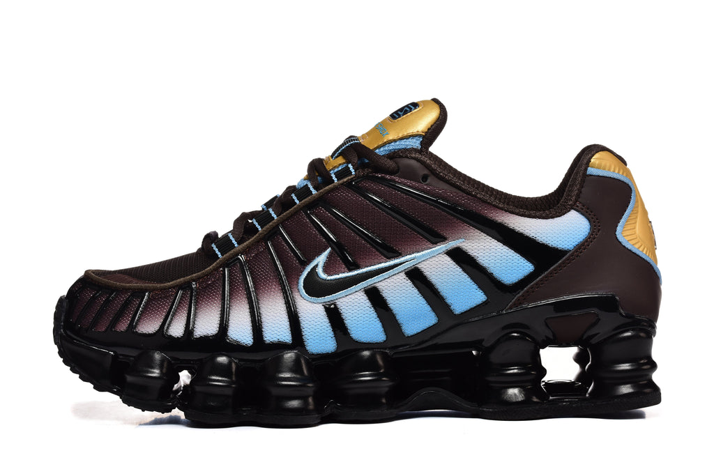 Nike Shox TL Sneakers in Brown, Blue and Gold